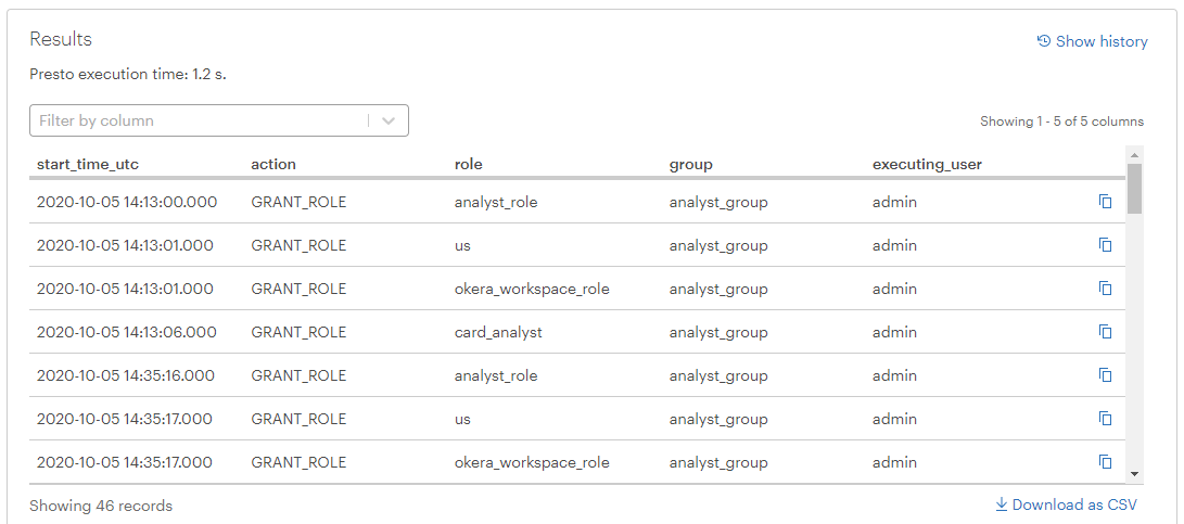 Extracting role and group names from the statement