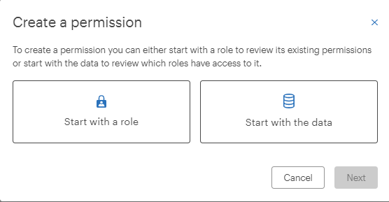Selecting how to start a permission