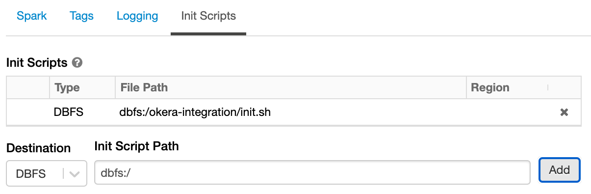 Databricks Integration Init Script DBFS